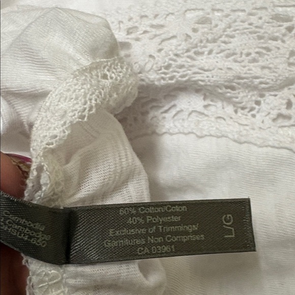 Denver Hayes White Blouse with lace detailing size large - Picture 8 of 8